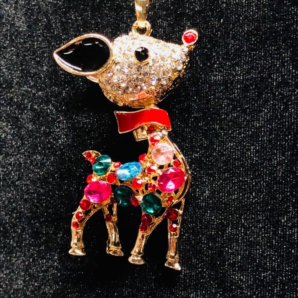 COPY - Betsey Johnson Christmas Rudolph Crystal Necklace